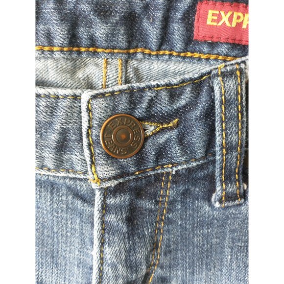 Express Skinny Jeans Women’s Size 0 Blue Medium Wash Embroidered Pockets - Picture 2 of 8